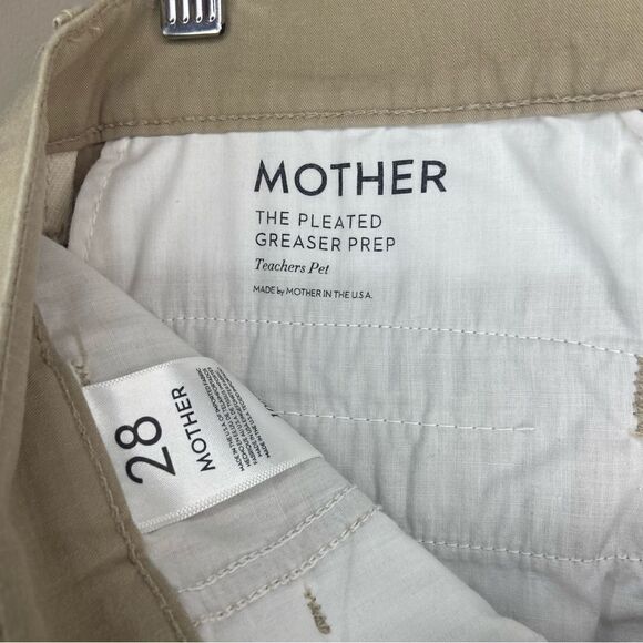 Mother Tan Paddle The Pleated Greaser Prep Cropped High-Rise Pants Size 28 - Picture 5 of 8